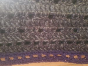Tour of Textile Arts Gallery A - Carefree Filet Afghan in Blue